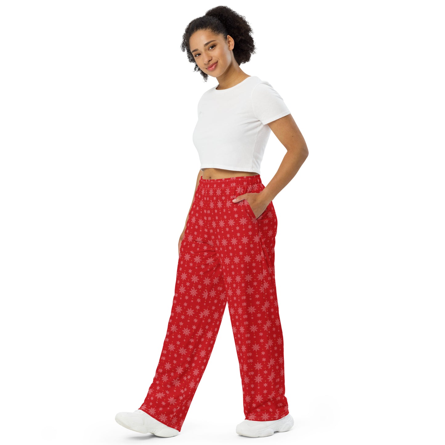 All-over print unisex wide-leg pants - Perfect for Christmas