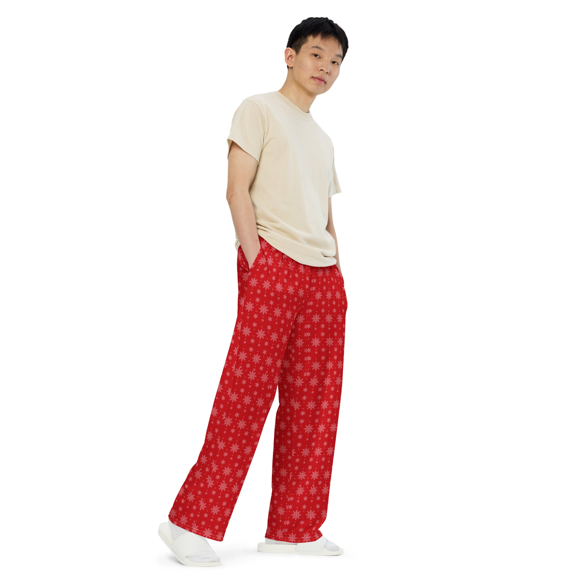 All-over print unisex wide-leg pants - Perfect for Christmas